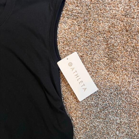 ATHLETA WOMEN'S BLACK CAP SLEEVE CAREFREE TEE DRESS NWY Sz S - Picture 8 of 8